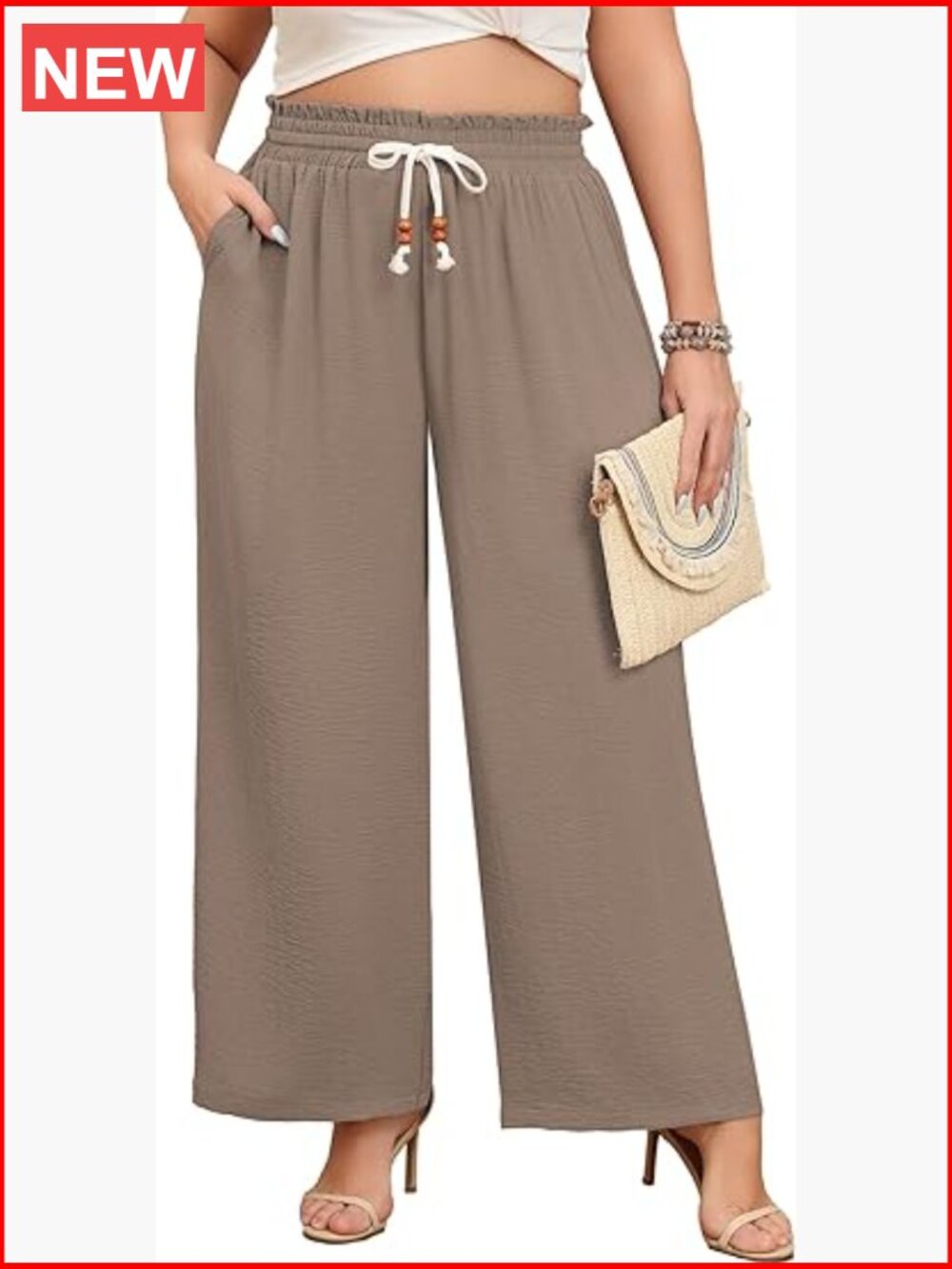 Plus Size High Waisted Wide Leg Palazzo Pants with Pockets
